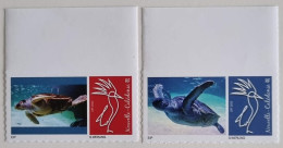 SERIE CAGOU ROUGE & BLEU PERSONNALISE LOGO TORTUE MARINE  OPT 2022 EXTRAIT FEUILLE DE 25 TIMBRES GS TIRAGE : 25 EX TB - Unused Stamps