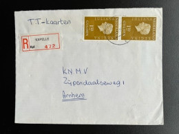 NETHERLANDS 1975 REGISTERED LETTER KAPELLE TO ARNHEM 16-02-1975 NEDERLAND AANGETEKEND - Storia Postale