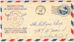 USA - États-Unis - Hattiesburg - Air Mail - Municipal Airport Dedication - Lettre Pour Rochester - 1930 - 1c. 1918-1940 Cartas & Documentos