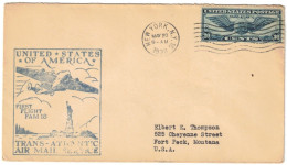 USA - États-Unis - New York - Air Mail - First Flight Fam 18 - Trans-Atlantic Air Mail - Lettre Pour Fort Peck - 1939 - 1c. 1918-1940 Cartas & Documentos