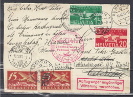 Luftpostkaart Van St Moritz Naar Zürich Erste Winterlufpost In Den Bündneralpen (1211) - Used Stamps