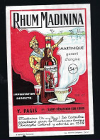 étiquette  Rhum Madinina  Martinique 54° Y Pagis Saint Sebastien Sur Loire  " Femme, Bouteille"  - France - Rum