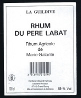 étiquette  Rhum Agricole De Marie Galante 59°  Rhum Du Père Labat Distillerie Poisson  Grand Bourg 97  - France - Rum