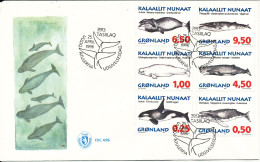 Greenland FDC 25-4-1996 Complete Set Of 6 WHALE Stamps On Cover With Cachet - FDC