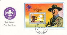 Mongolia FDC 3-7-1992 Boy Scouts Souvenir Sheet Baden Powell With Cachet - Mongolie