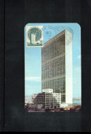 UN New York 1951 Definitive Stamp UN Building Interesting Maximum Card With First Day Postmark - Maximumkaarten