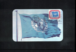 UN New York 1951 Definitive Stamp UN Flag Interesting Maximum Card With First Day Postmark - Maximumkaarten