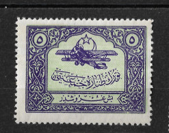 Turkey 1926 5Ghr Biplane, Postal Tax Air Fund/ Air Post Stamp. MLH. Mi 3/Sc RAC3. - Ungebraucht
