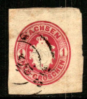 1863 -1867 Coat Of Arms 1 NGr Rose Sur Fragment De Lettre - Sachsen