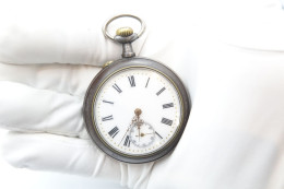 Watches : POCKET WATCH GUN METAL ROMAN NUMERALS 18-1900's - Original - Running - Relojes De Bolsillo