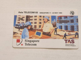 SINGAPORE-(1STAB)-Asia Telecom 93-(175)(1STAB-099061)($5)(tirage-350.000)-used Card+1card Prepiad Free - Singapore