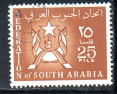 SOUTH ARABIA SAUDI ARABIA SAUDITA ARABIE SEOUDITE YEMEN 1965 COAT OF ARMS CONFEDERATION 25f USED USATO OBLITERE' - Arabie Saoudite