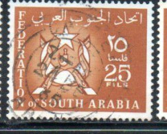 SOUTH ARABIA SAUDI ARABIA SAUDITA ARABIE SEOUDITE YEMEN 1965 COAT OF ARMS CONFEDERATION 25f USED USATO OBLITERE' - Arabie Saoudite