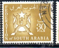 SOUTH ARABIA SAUDI ARABIA SAUDITA ARABIE SEOUDITE YEMEN 1965 COAT OF ARMS CONFEDERATION 30f USED USATO OBLITERE' - Arabie Saoudite