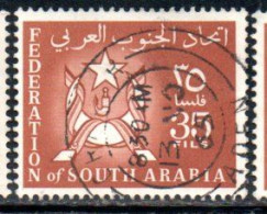 SOUTH ARABIA SAUDI ARABIA SAUDITA ARABIE SEOUDITE YEMEN 1965 COAT OF ARMS CONFEDERATION 35f USED USATO OBLITERE' - Arabie Saoudite