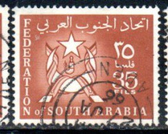 SOUTH ARABIA SAUDI ARABIA SAUDITA ARABIE SEOUDITE YEMEN 1965 COAT OF ARMS CONFEDERATION 35f USED USATO OBLITERE' - Arabie Saoudite