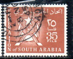 SOUTH ARABIA SAUDI ARABIA SAUDITA ARABIE SEOUDITE YEMEN 1965 COAT OF ARMS CONFEDERATION 35f USED USATO OBLITERE' - Arabie Saoudite