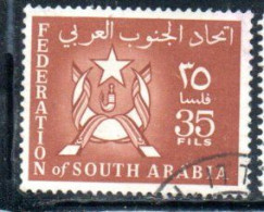 SOUTH ARABIA SAUDI ARABIA SAUDITA ARABIE SEOUDITE YEMEN 1965 COAT OF ARMS CONFEDERATION 35f USED USATO OBLITERE' - Arabie Saoudite