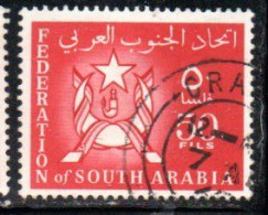 SOUTH ARABIA SAUDI ARABIA SAUDITA ARABIE SEOUDITE YEMEN 1965 COAT OF ARMS CONFEDERATION 50f USED USATO OBLITERE' - Arabie Saoudite