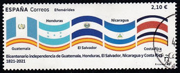 2022-ED. 5600 - Bicentenario De La Independencia De Costa Rica, El Salvador, Honduras, Nicaragua Y Guatemala - USADO - Oblitérés