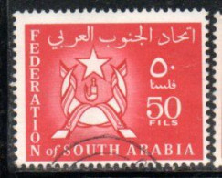 SOUTH ARABIA SAUDI ARABIA SAUDITA ARABIE SEOUDITE YEMEN 1965 COAT OF ARMS CONFEDERATION 50f USED USATO OBLITERE' - Arabie Saoudite