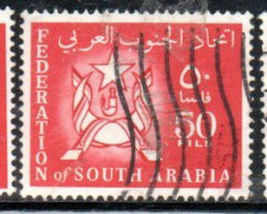 SOUTH ARABIA SAUDI ARABIA SAUDITA ARABIE SEOUDITE YEMEN 1965 COAT OF ARMS CONFEDERATION 50f USED USATO OBLITERE' - Arabie Saoudite