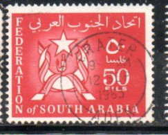 SOUTH ARABIA SAUDI ARABIA SAUDITA ARABIE SEOUDITE YEMEN 1965 COAT OF ARMS CONFEDERATION 50f USED USATO OBLITERE' - Arabie Saoudite