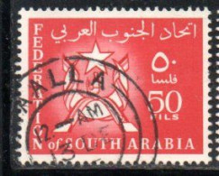 SOUTH ARABIA SAUDI ARABIA SAUDITA ARABIE SEOUDITE YEMEN 1965 COAT OF ARMS CONFEDERATION 50f USED USATO OBLITERE' - Arabie Saoudite