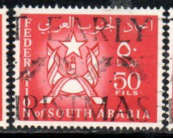 SOUTH ARABIA SAUDI ARABIA SAUDITA ARABIE SEOUDITE YEMEN 1965 COAT OF ARMS CONFEDERATION 50f USED USATO OBLITERE' - Arabie Saoudite