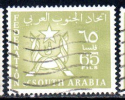 SOUTH ARABIA SAUDI ARABIA SAUDITA ARABIE SEOUDITE YEMEN 1965 COAT OF ARMS CONFEDERATION 65f USED USATO OBLITERE' - Arabie Saoudite