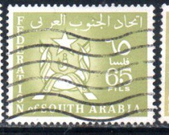 SOUTH ARABIA SAUDI ARABIA SAUDITA ARABIE SEOUDITE YEMEN 1965 COAT OF ARMS CONFEDERATION 65f USED USATO OBLITERE' - Arabie Saoudite