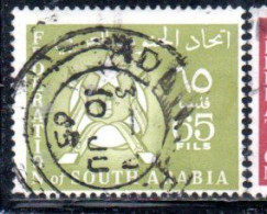 SOUTH ARABIA SAUDI ARABIA SAUDITA ARABIE SEOUDITE YEMEN 1965 COAT OF ARMS CONFEDERATION 65f USED USATO OBLITERE' - Arabie Saoudite