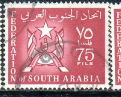 SOUTH ARABIA SAUDI ARABIA SAUDITA ARABIE SEOUDITE YEMEN 1965 COAT OF ARMS CONFEDERATION 75f USED USATO OBLITERE' - Arabie Saoudite