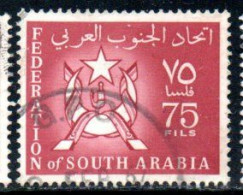 SOUTH ARABIA SAUDI ARABIA SAUDITA ARABIE SEOUDITE YEMEN 1965 COAT OF ARMS CONFEDERATION 75f USED USATO OBLITERE' - Arabie Saoudite