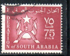 SOUTH ARABIA SAUDI ARABIA SAUDITA ARABIE SEOUDITE YEMEN 1965 COAT OF ARMS CONFEDERATION 75f USED USATO OBLITERE' - Arabie Saoudite