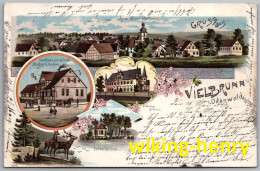 Michelstadt Vielbrunn - Gruss Aus Vielbrunn - Gasthaus Zum Hirsch Eulbacher See Schloss - Litho 1899 - Michelstadt