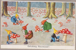 Champignon Pilze Mushroom Gnom Zwerg (Baumgarten ?) Fauna Old PC. Cpa. 1925 - Pilze