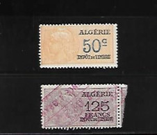 Lot Algérie 2 Timbres Taxe De 50c Et 125 Francs - Strafport