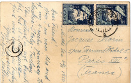 GRECE YT N°558 A PAIRE OBLITEREE SUR CP MARQUE DE CENSURE - Cartas & Documentos