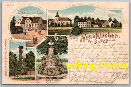 Modautal Neunkirchen - Gruss Aus Neunkirchen - Gasthof Zum Grünen Baum Kaiserturm Ohly Denkmal Ortsansicht - Litho 1899 - Odenwald