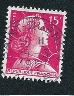 N° 1011  Marianne De Muller, 15 F Rose  Timbre  France  1955/59 - 1955-1961 Marianne Of Muller