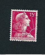 N° 1011  Marianne De Muller, 15 F Rose  Timbre  France  1955/59 - 1955-1961 Marianne Of Muller