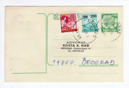 1990. YUGOSLAVIA,MONTENEGRO,TITOGRAD TO BELGRADE,1300 DIN STATIONERY CARD + 700 DIN,INFLATION,INFLATIONARY MAIL - Entiers Postaux