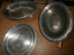 3 Plats, Métal Argenté,1 Rond (diam,29,5), 2 Ovales, Poids Total, 2,300kg - Silverware