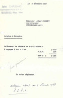 1957 Facture De Chassard Correspondant SNCF / Enlèvement Des Déchets De Distillerie Par Chemins De Fer - Storia Postale