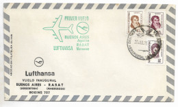 ARGENTINA 1975 INAUGURAL FLIGHT BUENOS AIRES- RABAT MOROCCO AVIATION PLANE BOEING707 - FDC