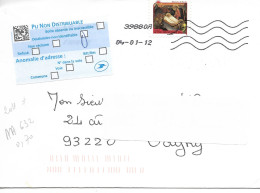 France 2011 - AA 632 - Oblitéré S/ Enveloppe Entière 01/2012 /Meilleurs Voeux : Nativié - Lettres & Documents