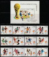 ZAIRE - N°1073/84+BLOC N°28 ** (1982) Football : Espana'82 - Unused Stamps