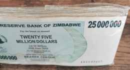 Bundle  100 Billets 25 Millions Dollars ZIMBABWE 2008 - 25.000.000 $ - 100 Pcs - Simbabwe