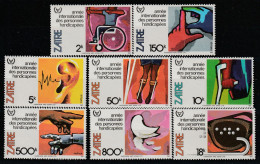 ZAIRE - N°1051/8 ** (1981) Handicap - Unused Stamps